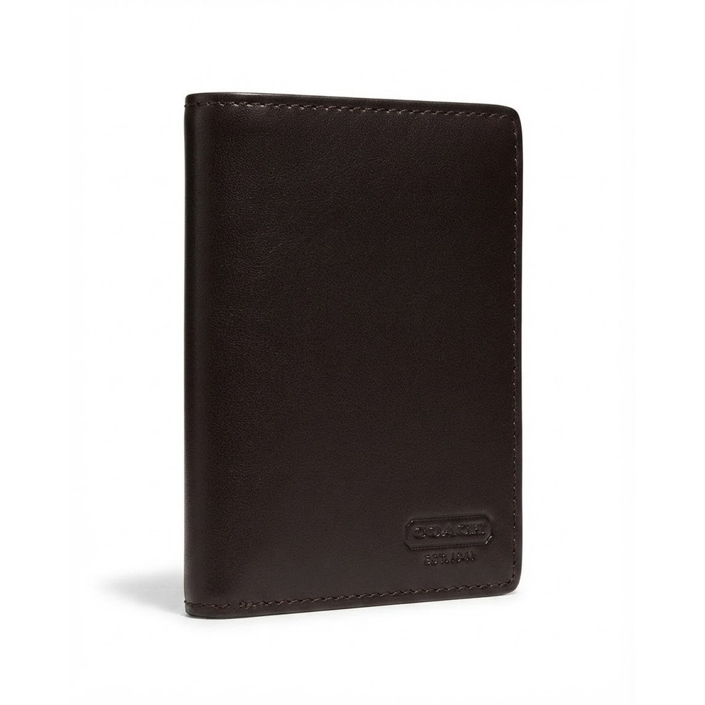 Coach Vintage Black Leather Bifold Slim Wallet Embossed Logo Classic Normcore